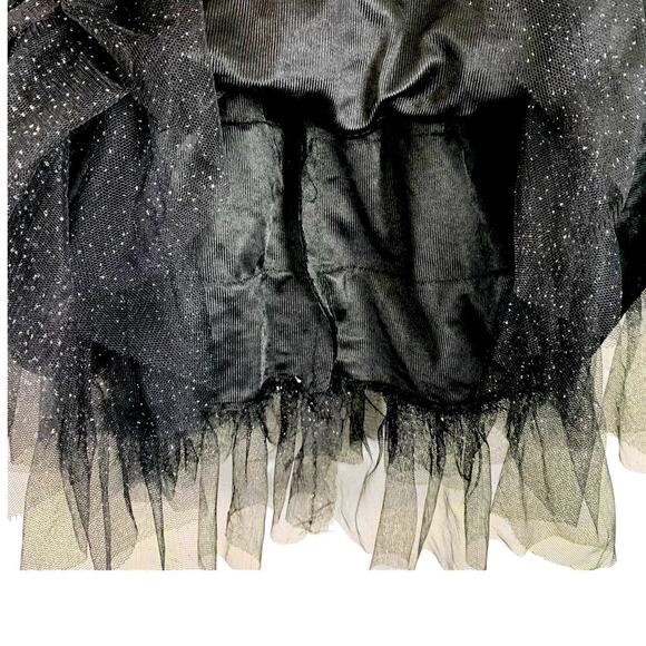 HOT TOPIC One Size Black Tulle Skirt With Layers and Silver Sparkle - Picture 6 of 6